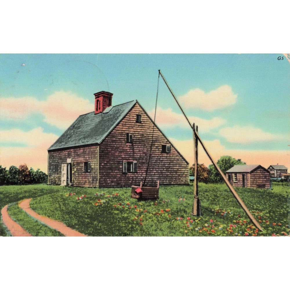 Vintage Jethro Coffin House Nantucket Mass Postcard Tichnor Gloss 1686 Saltbox